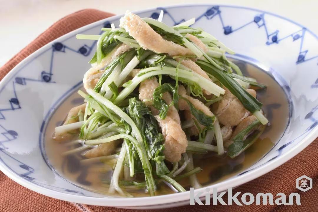 Simmered Mizuna and Fried Tofu