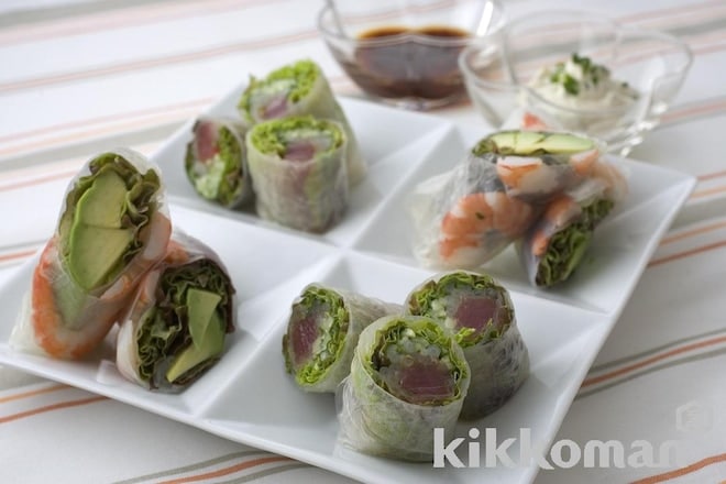 Fresh Spring Rolls with Dipping Sauces