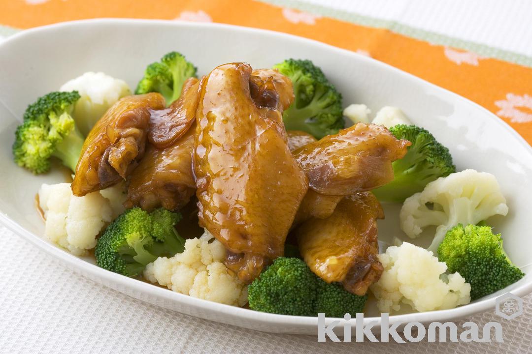 Honey Glazed Chicken Wings with Broccoli and Cauliflower