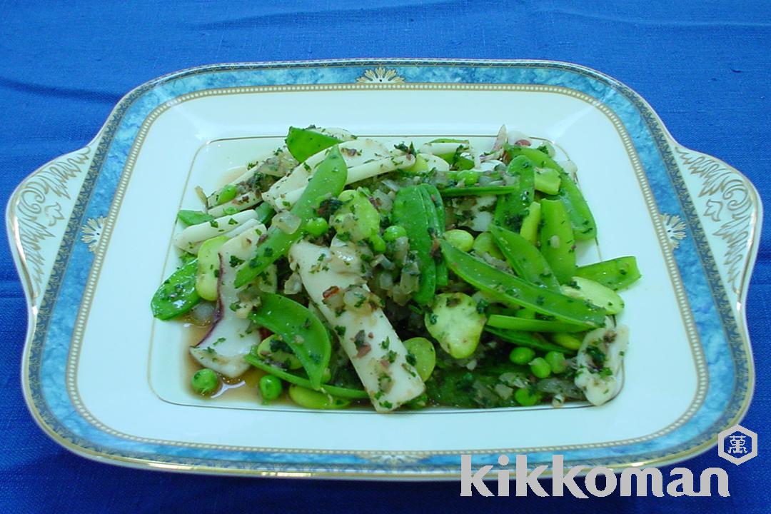 Stir-fried Anchovies and Squid with Fava Beans