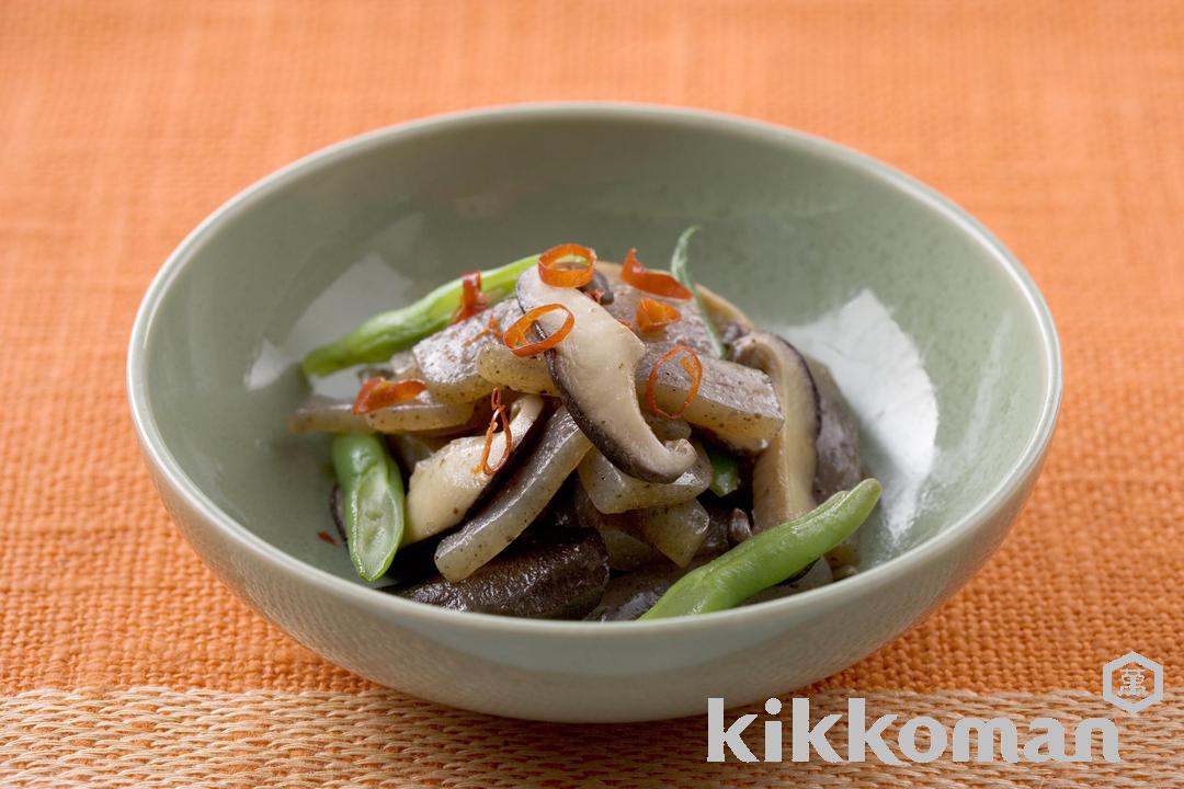 Spicy Boiled Shiitake Mushrooms and Konnyaku
