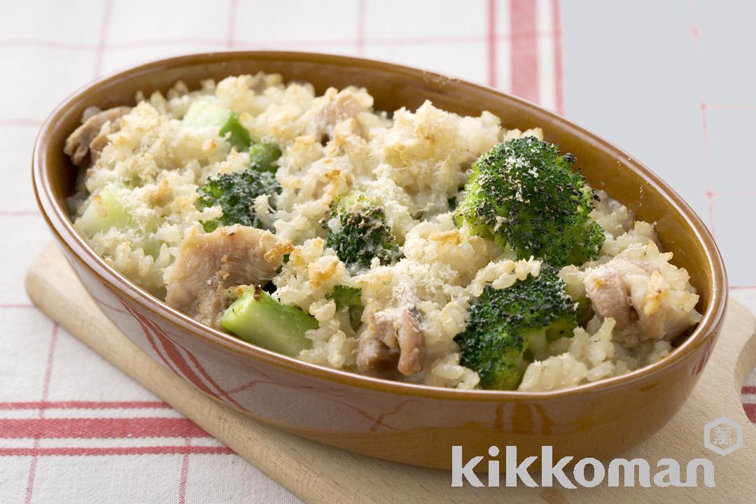 Chicken and Broccoli Brown Rice Risotto Gratin
