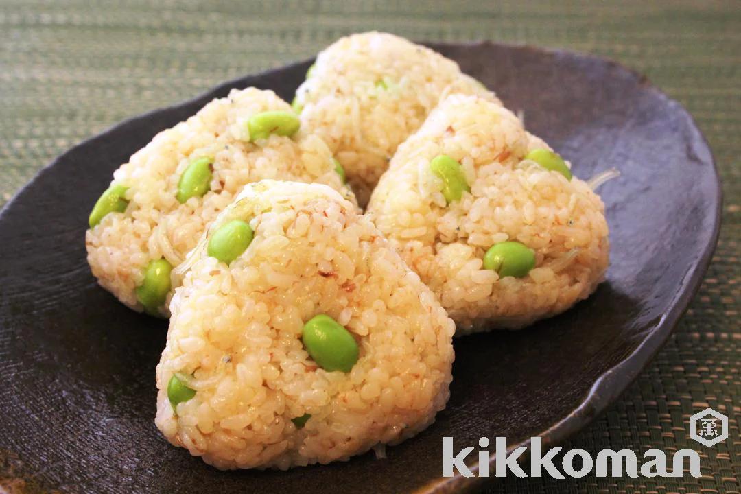 Edamame and Chirimenjako Onigiri