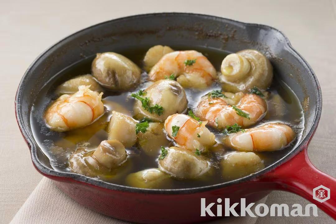 Garlic Seafood and Mushrooms (Gambas al Ajillo)