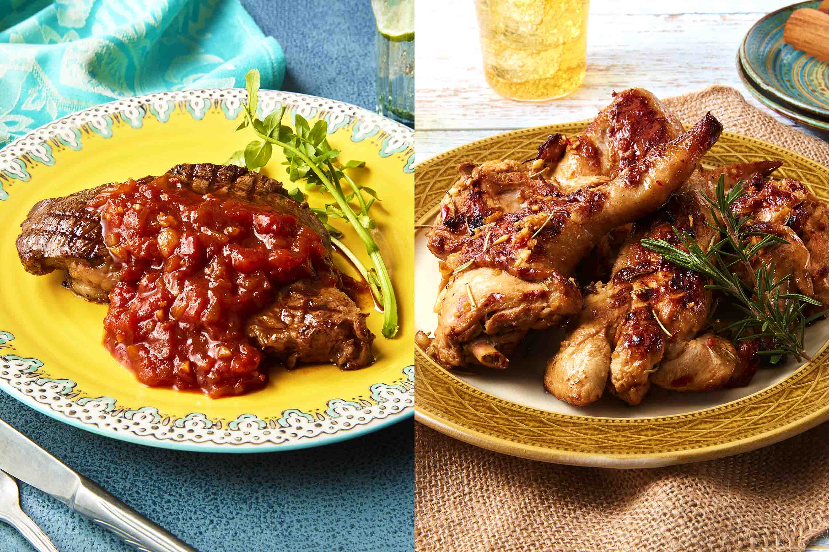 Pan-Fried Steak with Monkey Gland Sauce and Kuku Choma (East African Marinated Chicken)