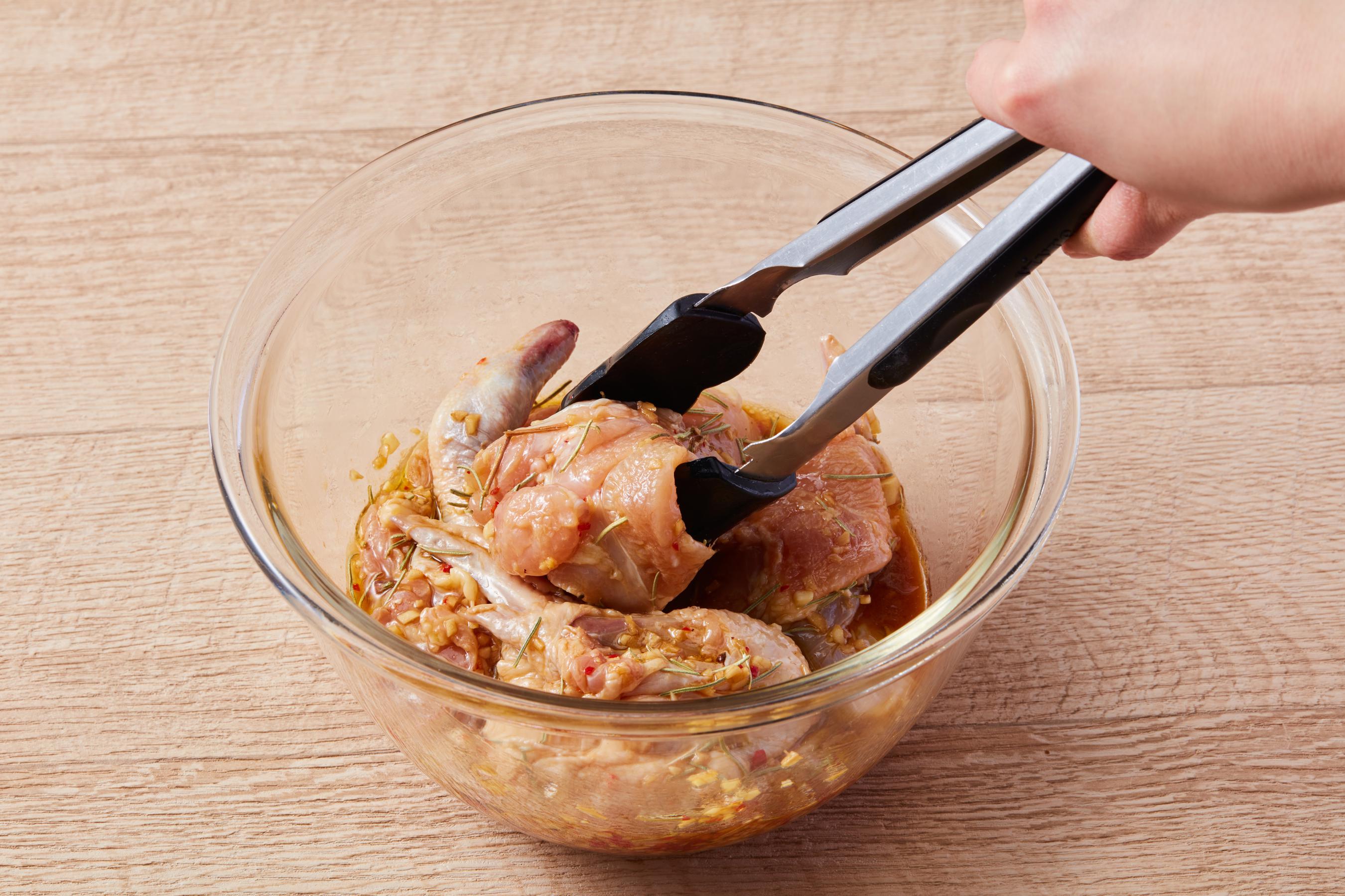Marinating the chicken