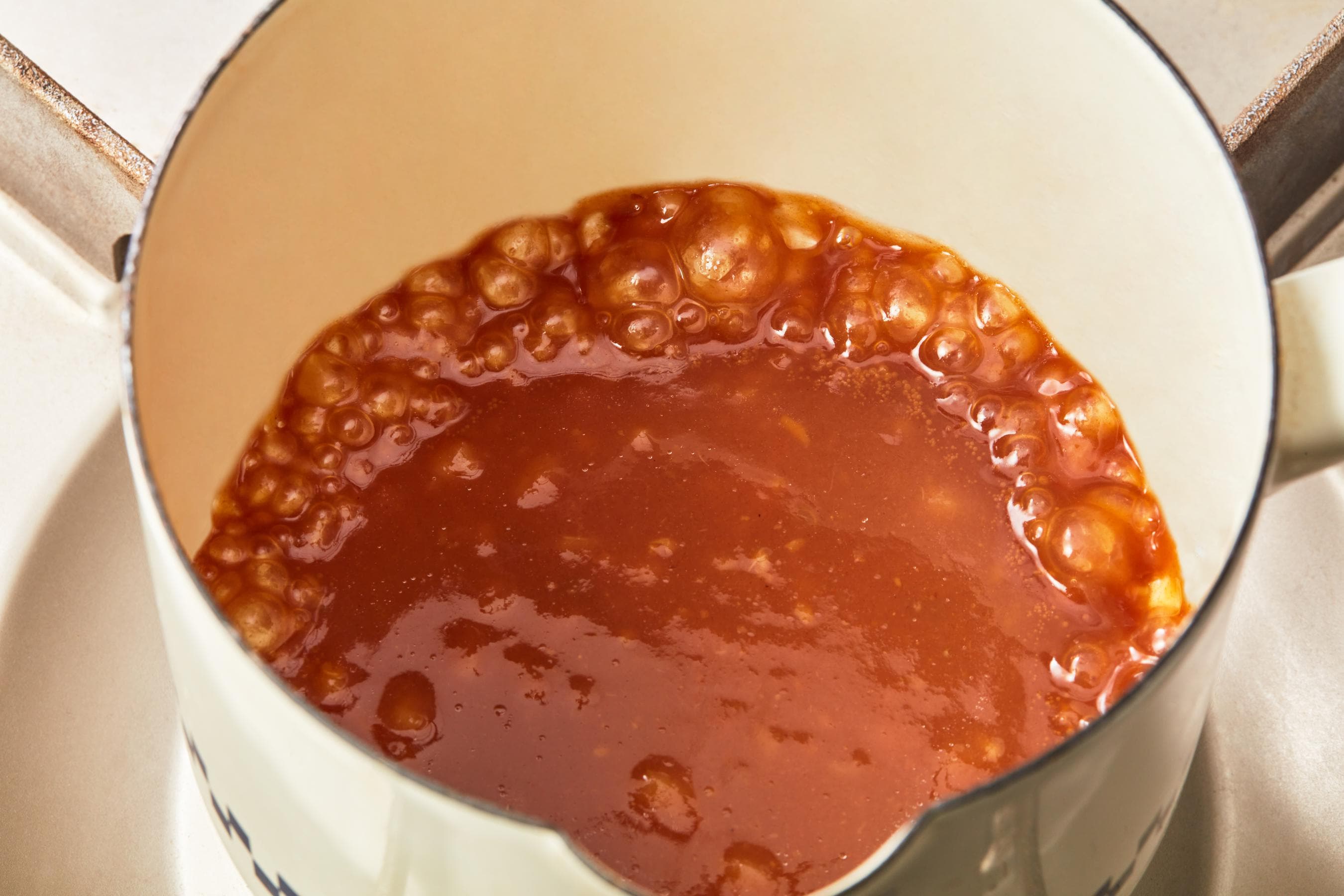 Cooking down the chutney until thickened