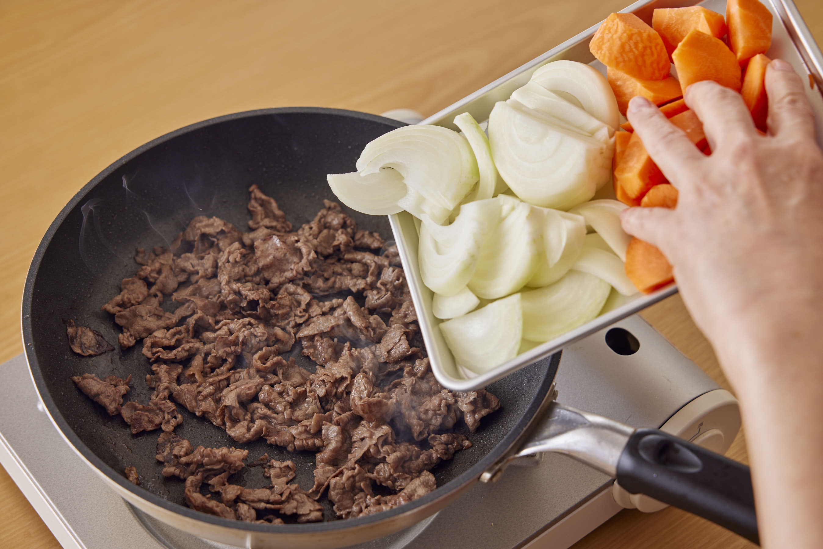 Stir-frying the ingredients