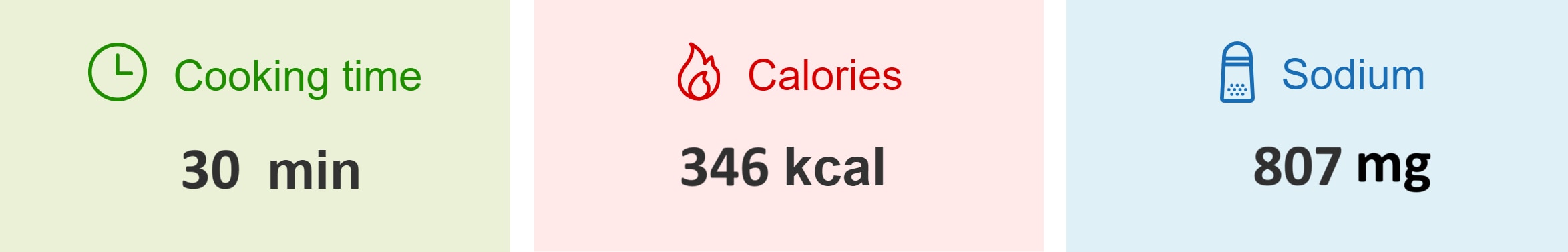 cooking time 30 min, Calories 346kcal, sodium 807mg