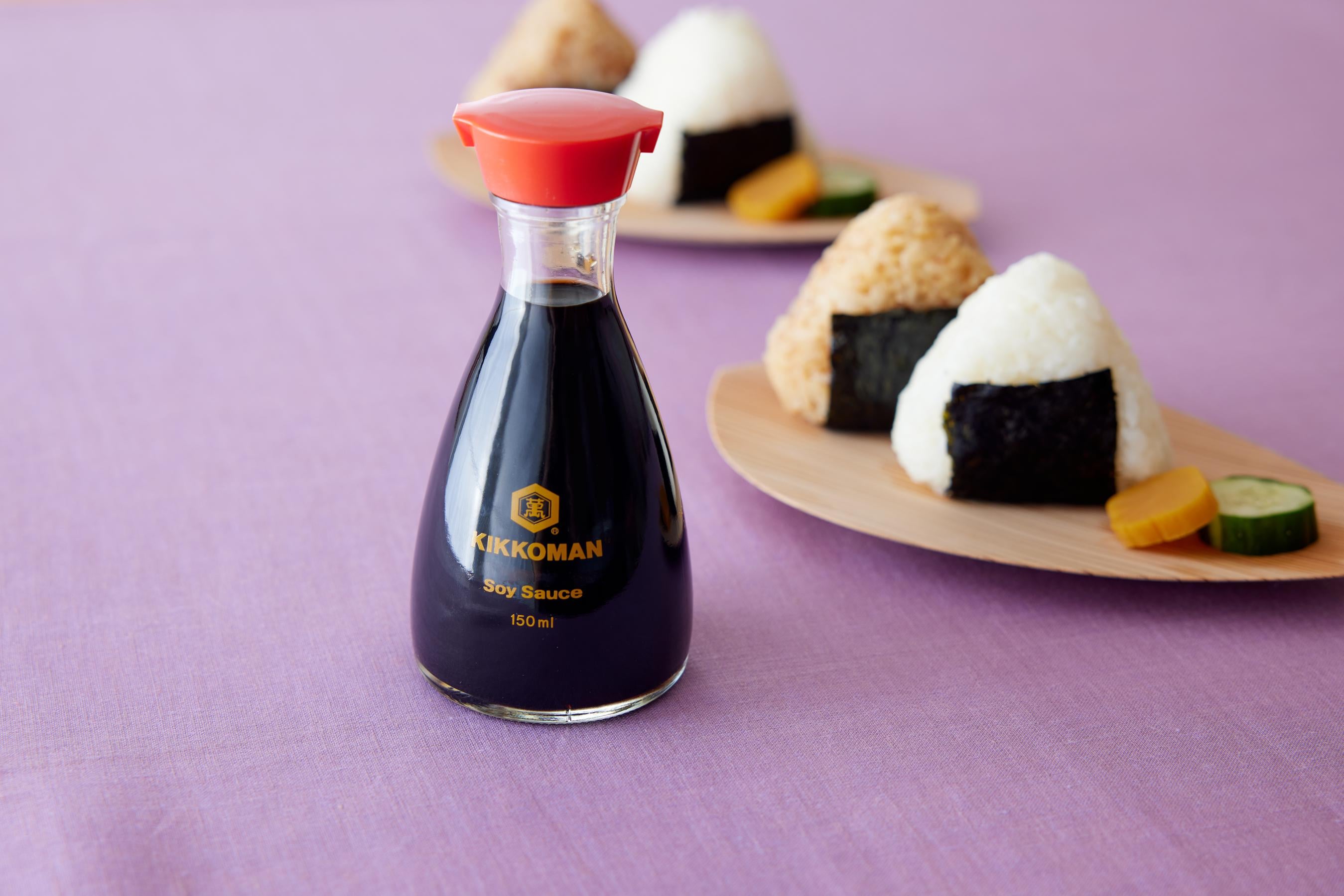 Onigiri and Kikkoman Soy Sauce