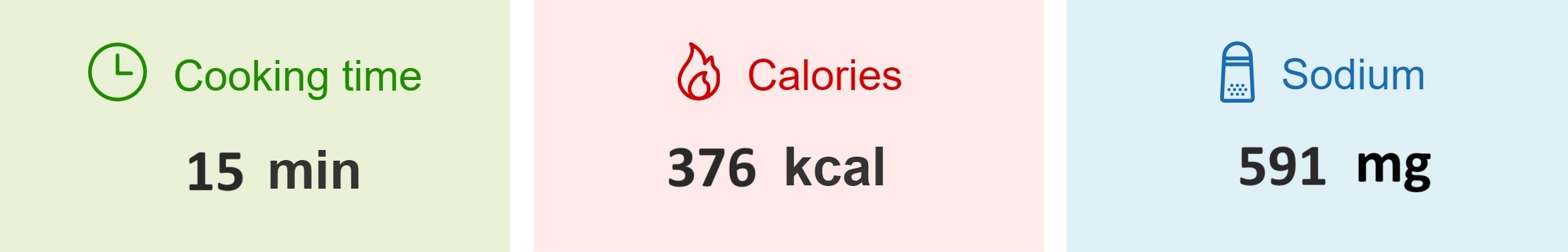 cooking time 15 min, Calories 376 kcal, sodium 591mg