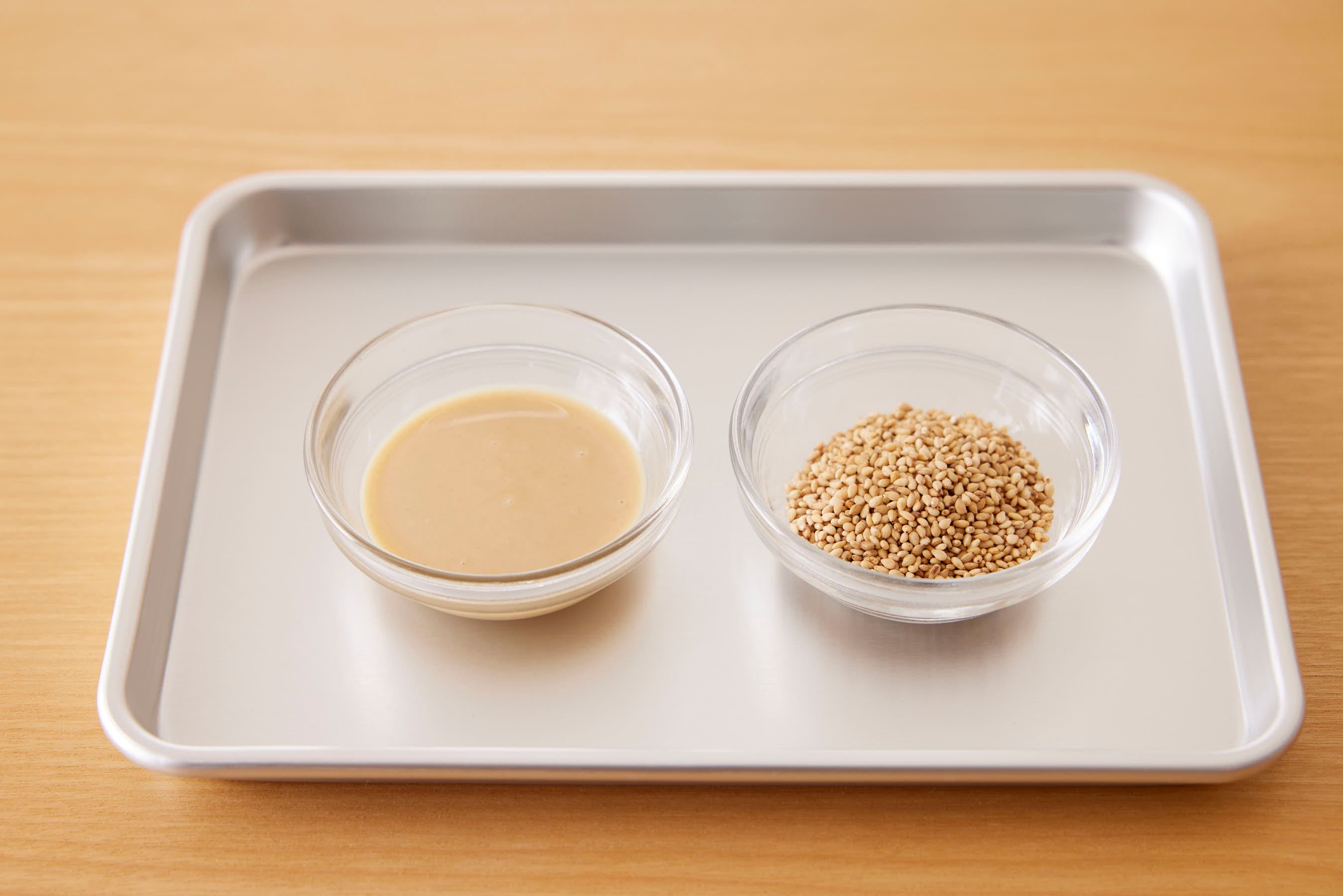 Sesame paste on a trey
