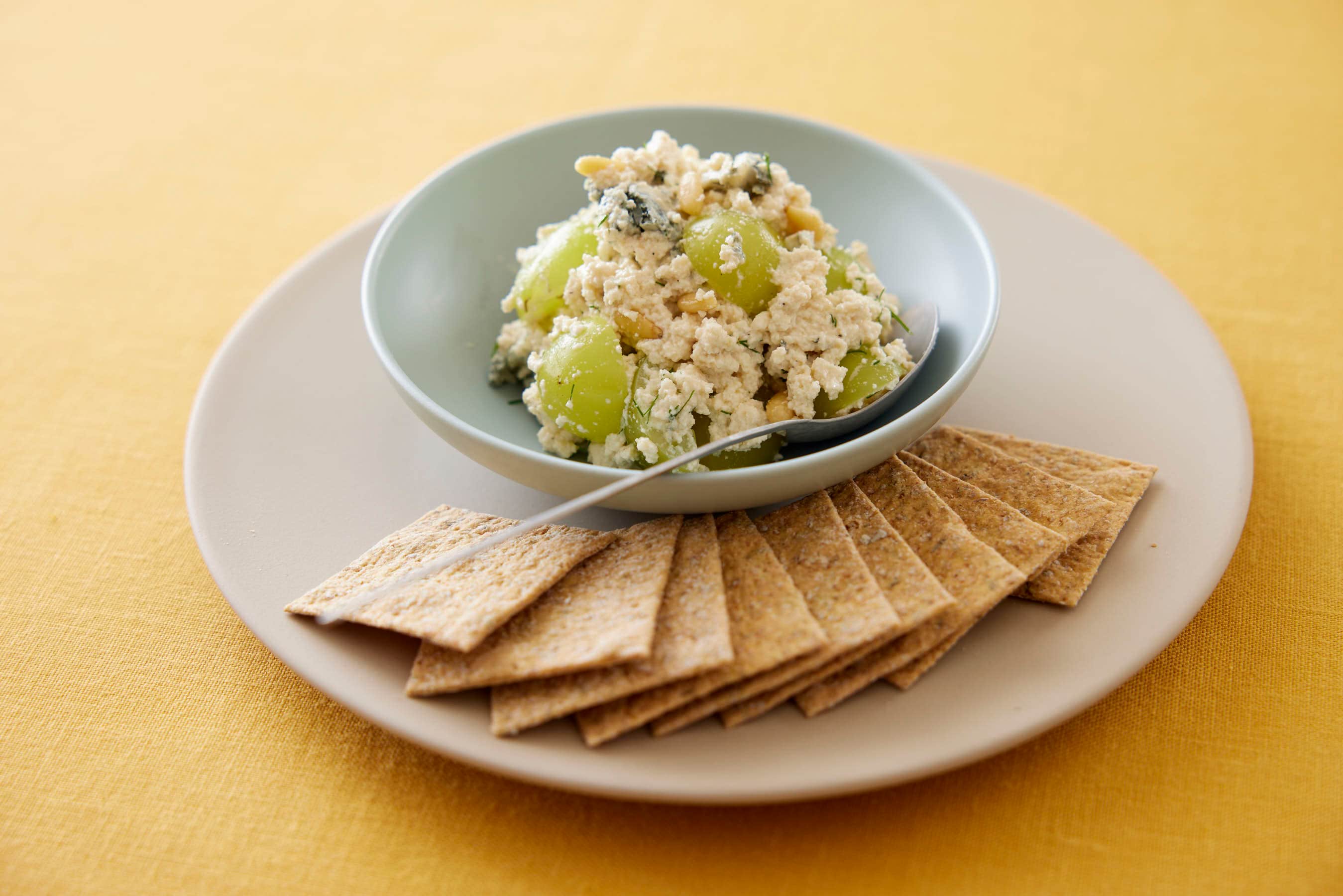 Grape and Blue Cheese Shiraae (Mashed Tofu) on a plate