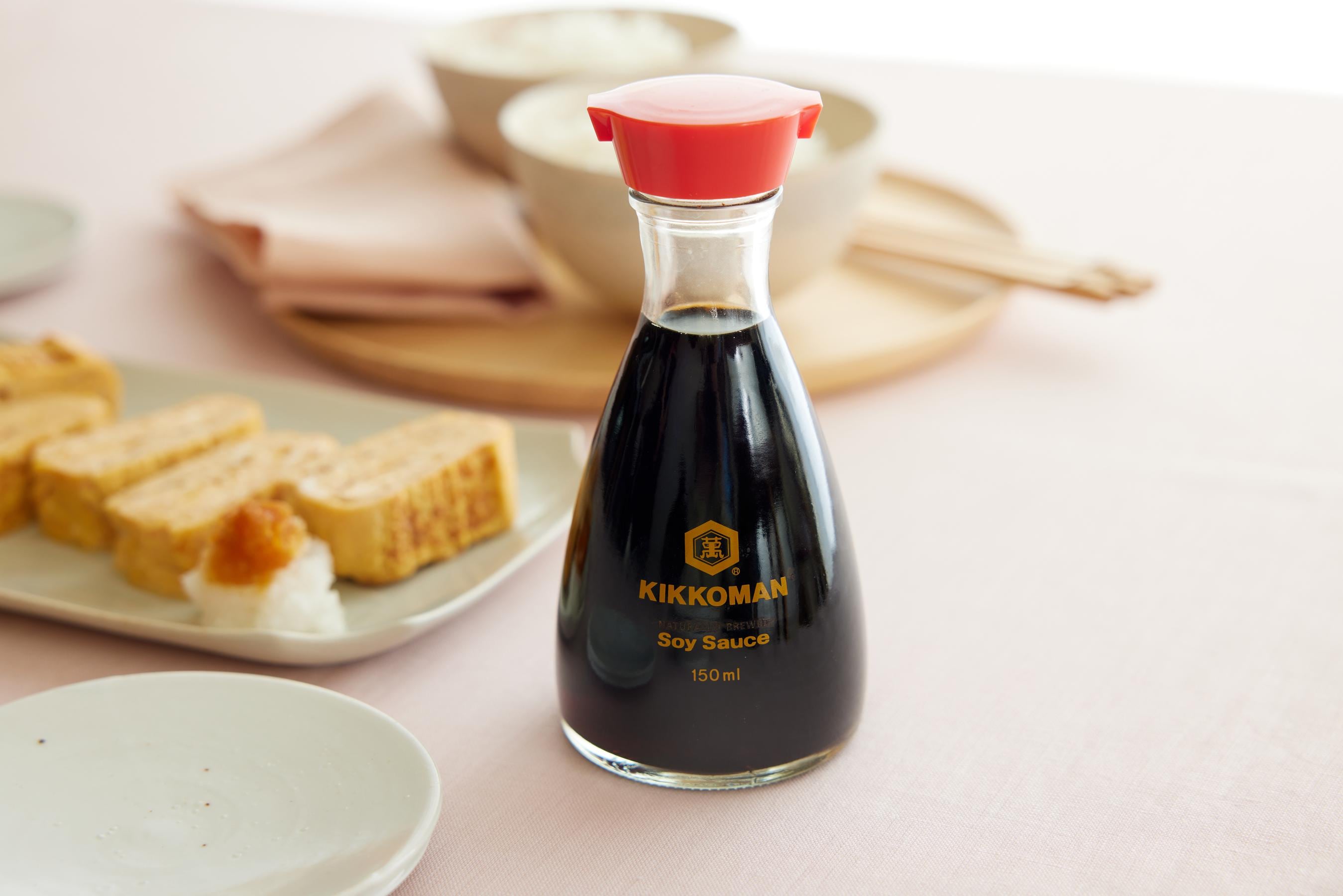 Kikkoman Soy Sauce with Tamagoyaki.
