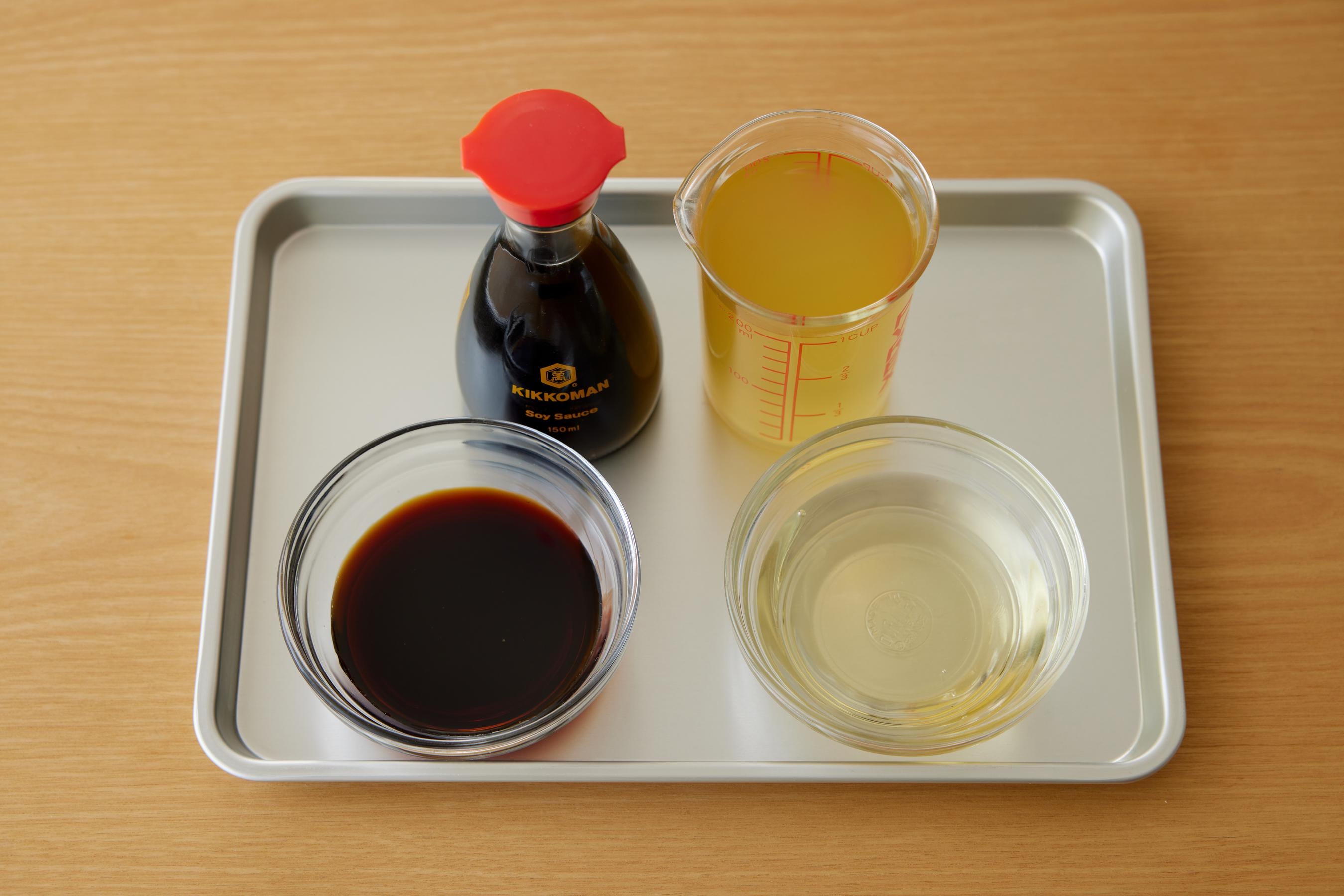 Ingredients for Tempura dipping sauce.