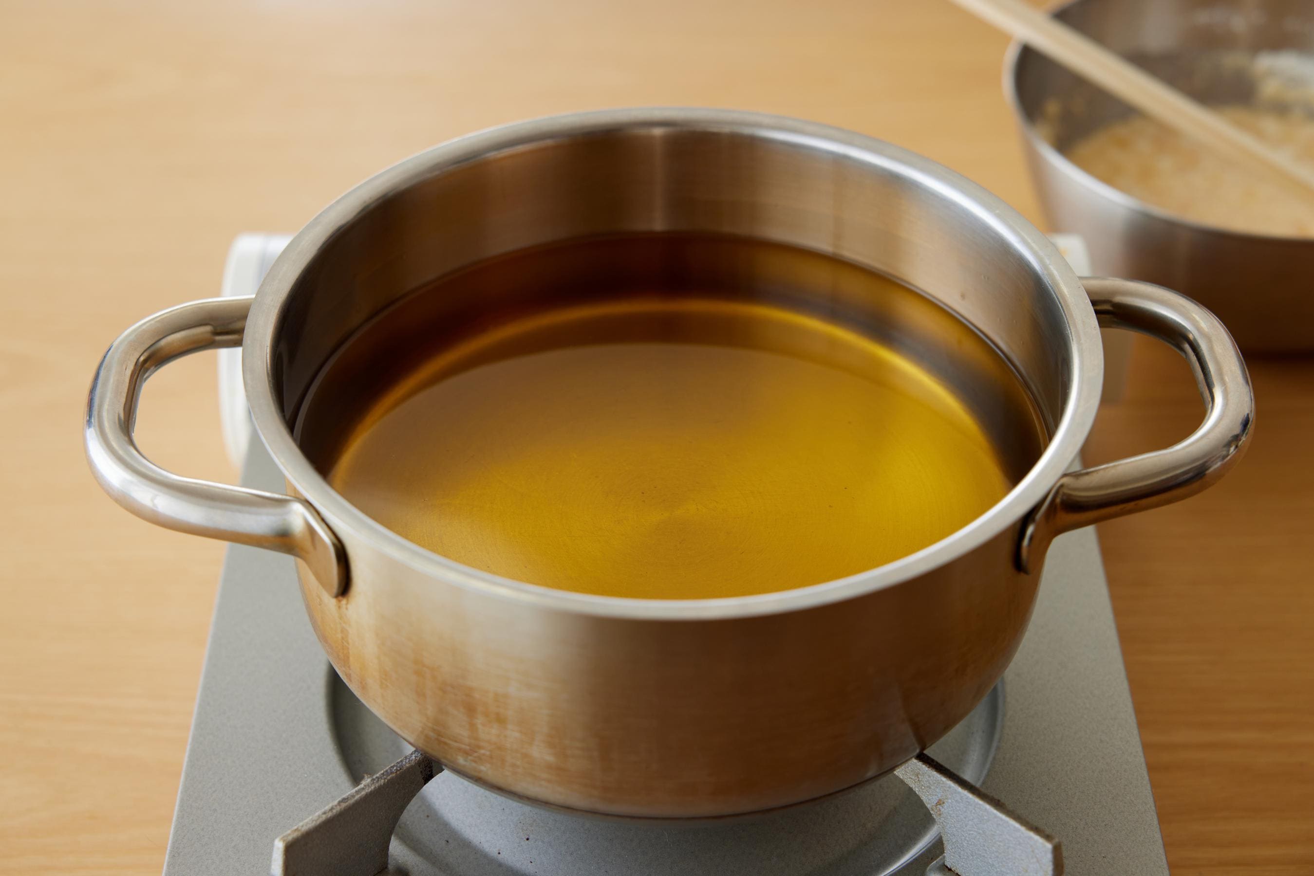 Cooking oil in a pan.